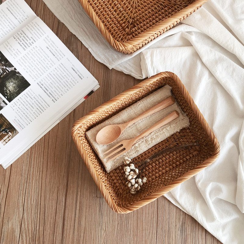 handmade rattan storage baskets
