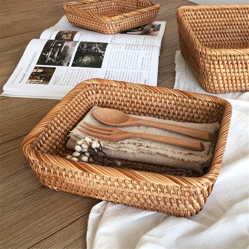 handmade rattan storage baskets