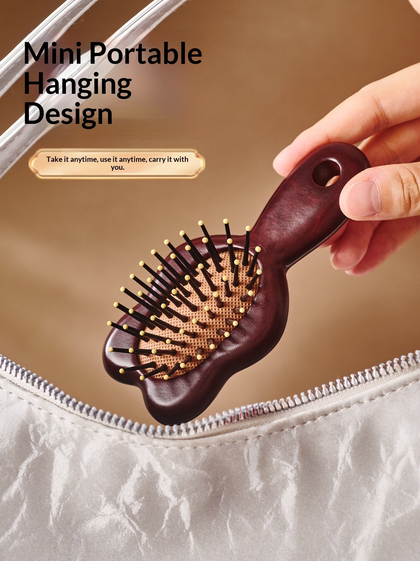 Portable Hair Straightening Head Massage Comb with mini design for easy carrying and scalp stimulation.